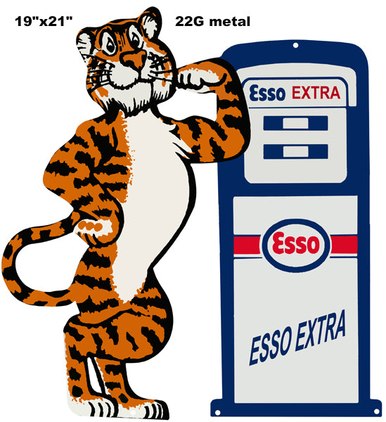ESSO Extra Tiger Motor Oil Vintage Style Metal Sign 19 x 21