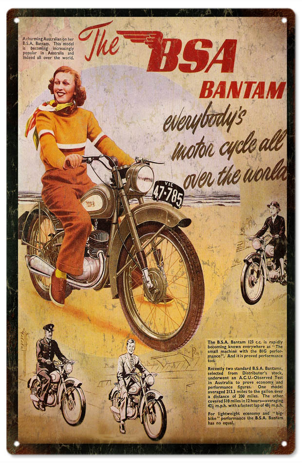 The BSA Bantam Motorcycle Vintage Style Metal Sign 8 × 14