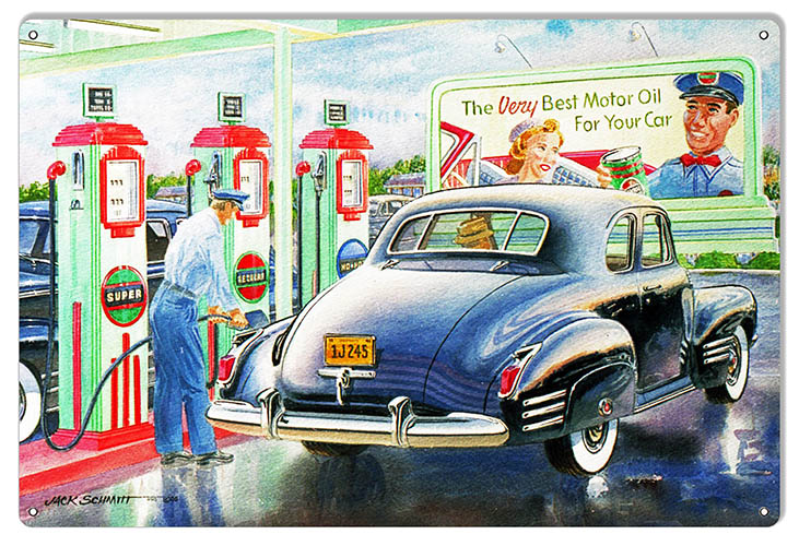 Super Motor Oil Gas Station 12×18
