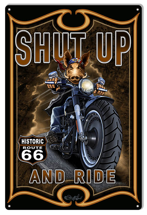 Route 66 Motorcycle Vintage Style Metal Sign 12 x 18