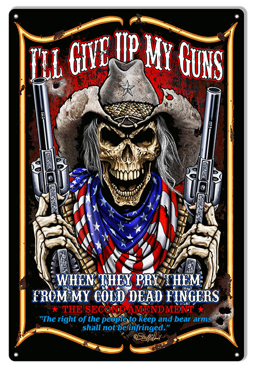 Second Amendment Gun Vintage Style Metal Sign 12 × 18