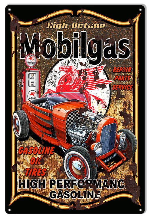 Pegasus Mobilgas Hot Rod Vintage Style Metal Sign 12 × 18
