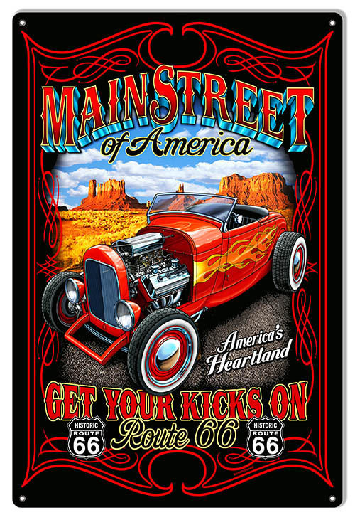 Hot Rod Main Street Route 66 12×18