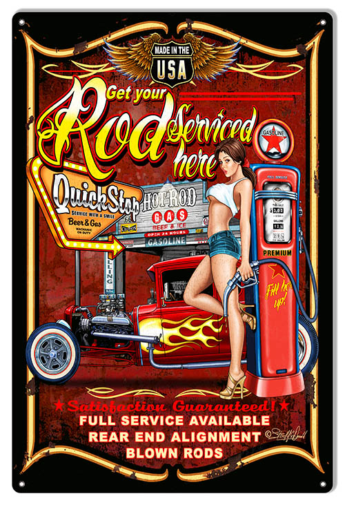 Hot Rod Serviced Here 12×18
