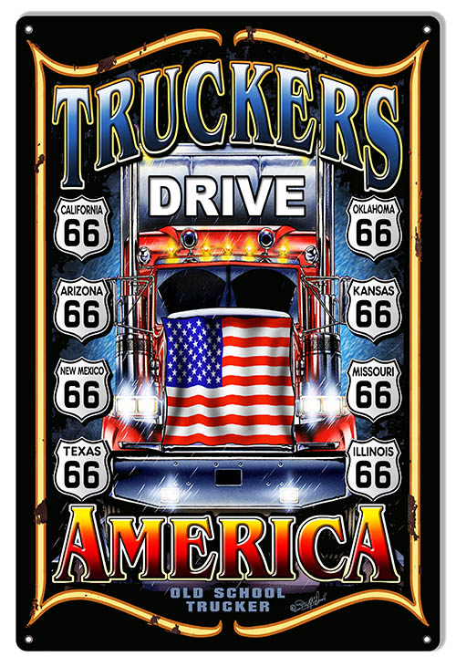 Route 66 Truckers Drive 12×18