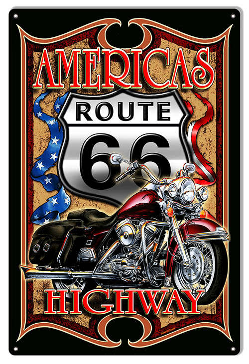 Route 66 Vintage Style Metal Sign 12 x 18