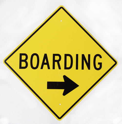 RR-5 Boarding -Points to Right Railroad 12×12