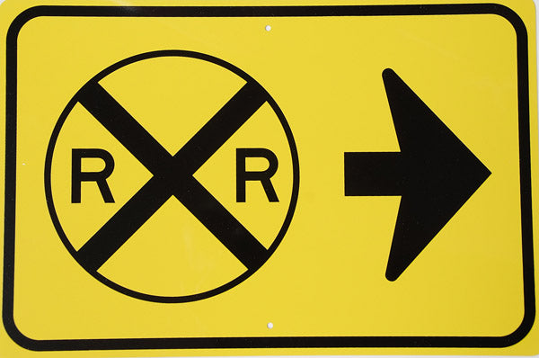 RR-7 R R Railroad Points To Right 12x18
