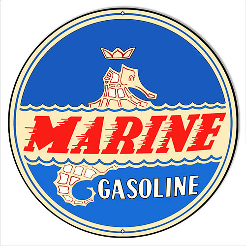 Marine Gasoline Motor Oil Vintage Style Metal Sign 24 x 24