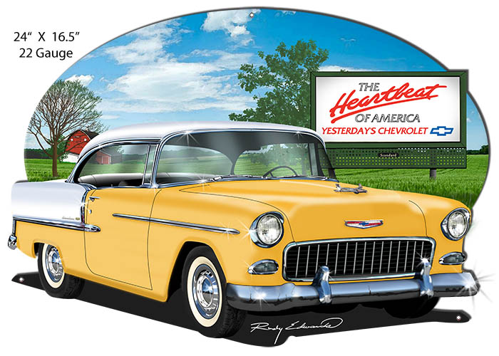 Chevy Yellow Heartbeat Garage 16.5×24