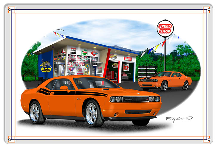 Dodge Challenger Orange 12×18