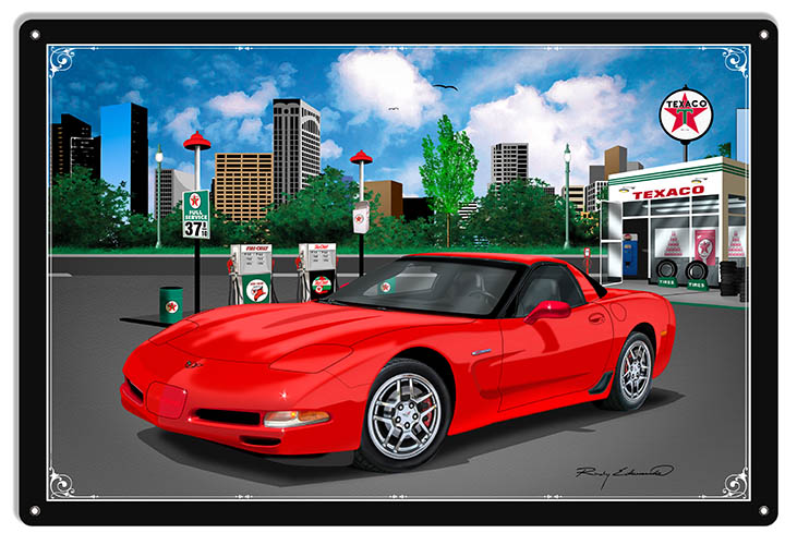 Texaco Corvette Red Vintage Style Metal Sign 18 × 30