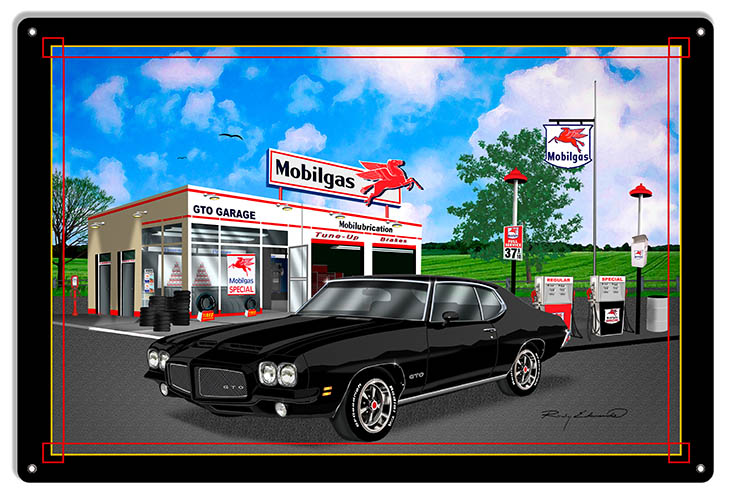 Mobil Gas GTO Black Vintage Style Metal Sign 12 × 18