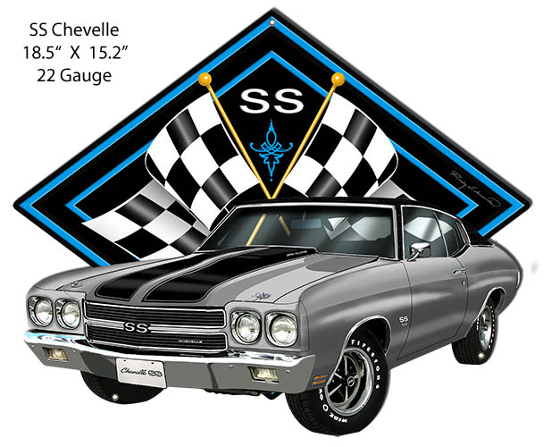 SS Chevelle Silver Car 15.2×18.5