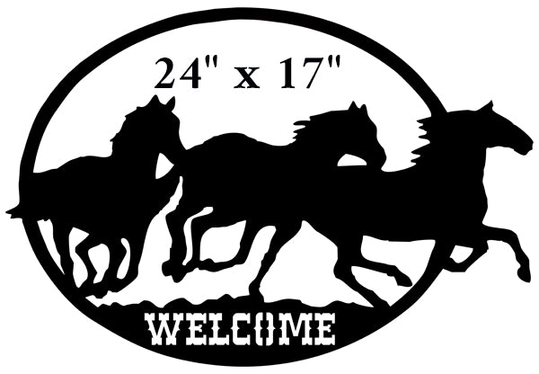Welcome Horses Silhouette 17×24
