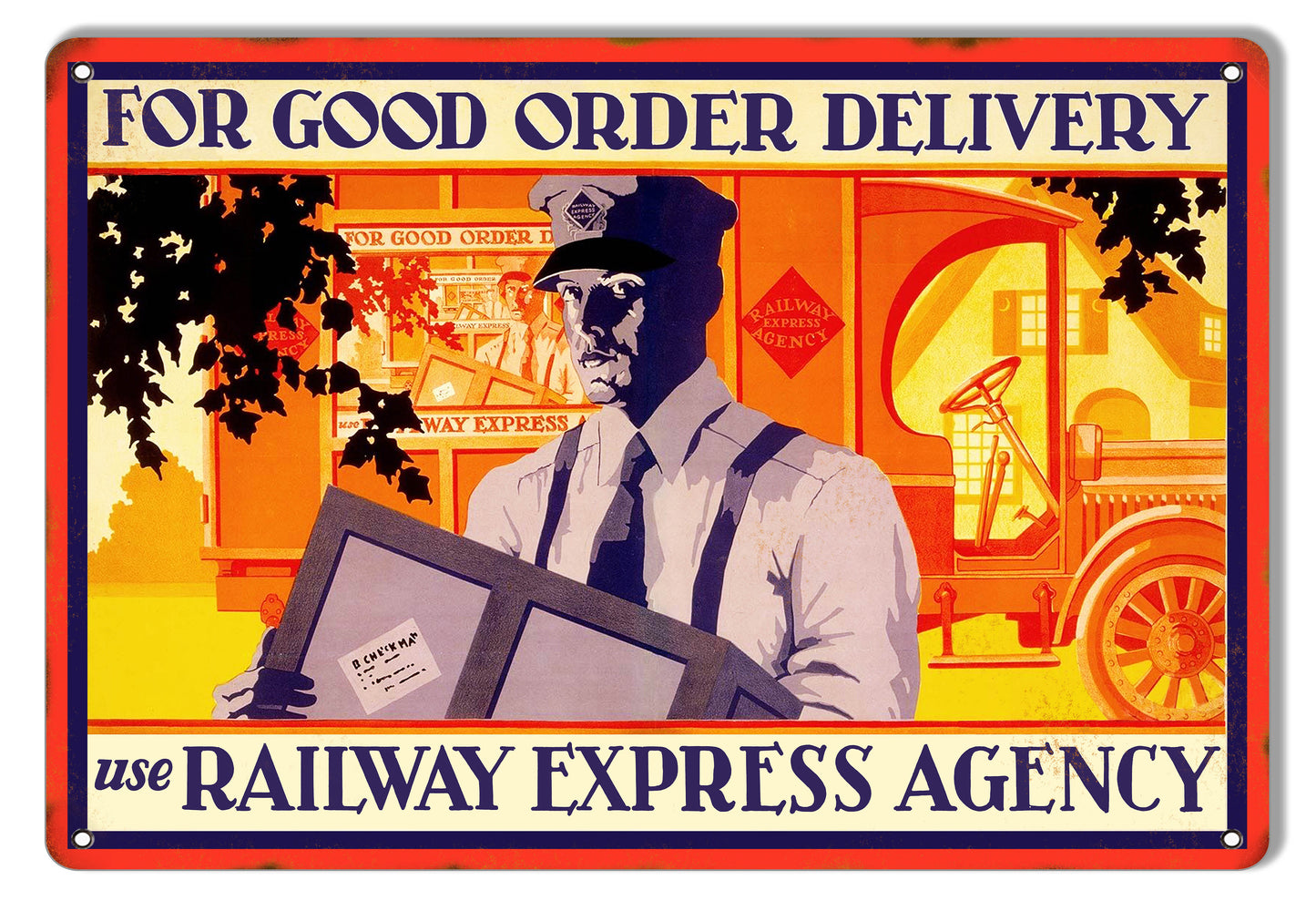 Railway Express Delivery Railroad 9×12
