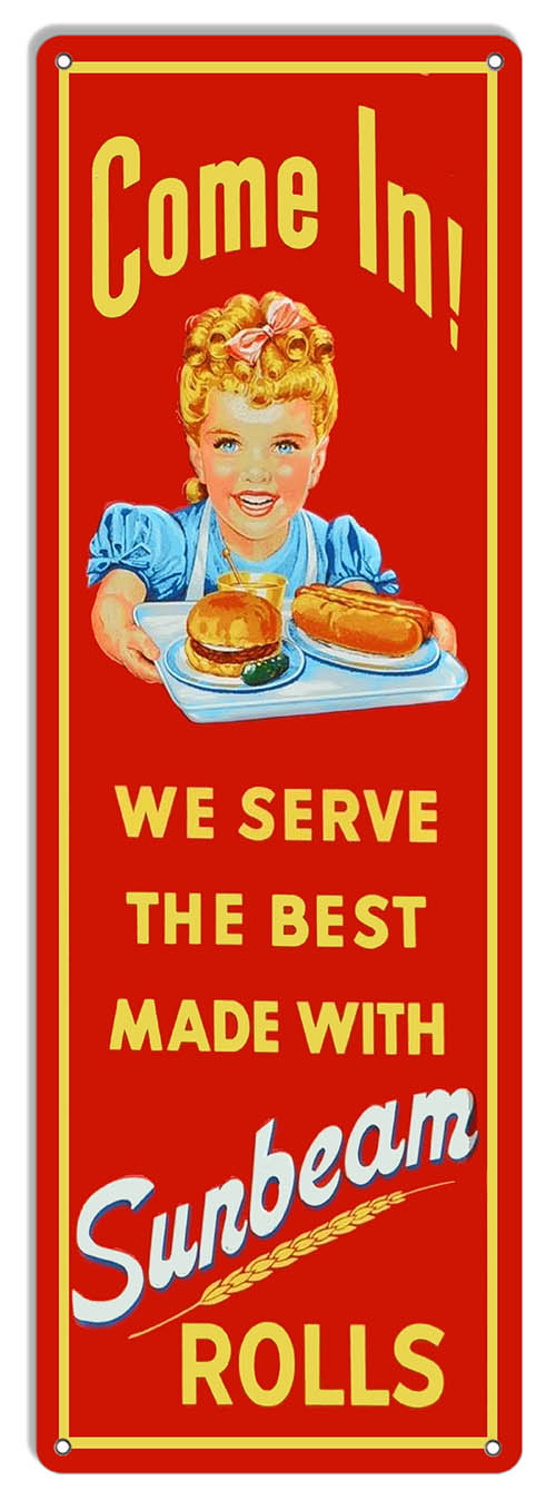 Sunbeam Rolls We Vintage Style Metal Sign 6 x 18