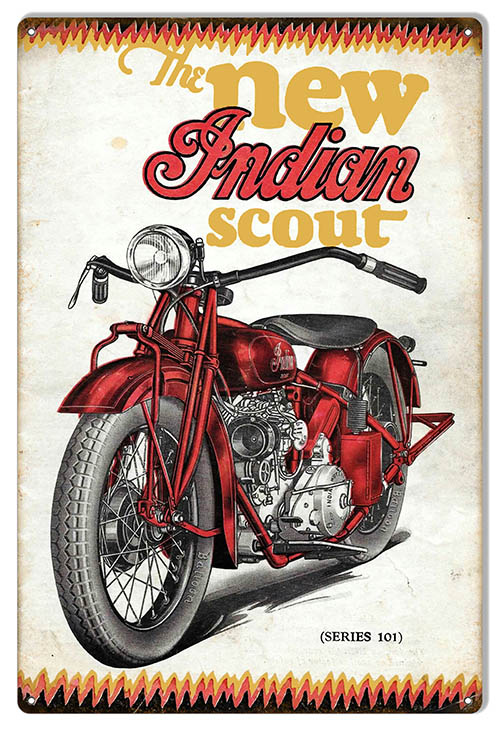 New Indian Scout Motorcycle Vintage Style Metal Sign 16 x 24