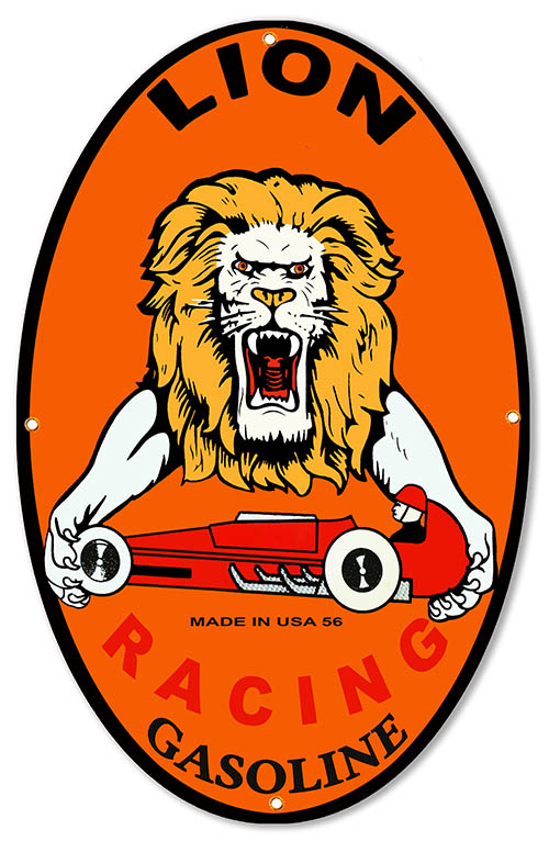 Lion Racing Gasoline Vintage Style Metal Sign 24 × 15