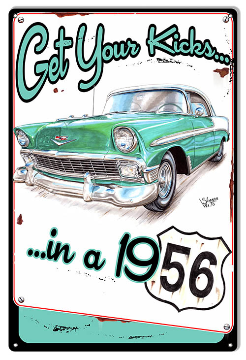 Get Your Kicks in A 1956 Chevy Shannon Watts 12×18