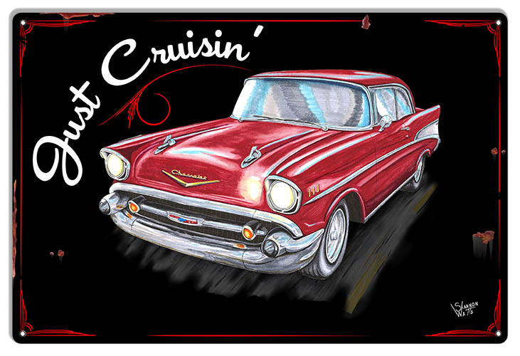 1950 Chevy Sedan Vintage Style Metal Sign 12 x 18