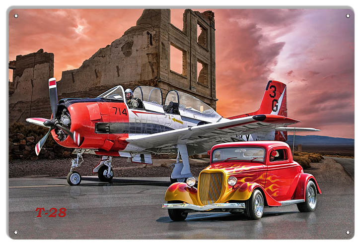 T28 Aircraft Vintage Style Metal Sign 12 x 18