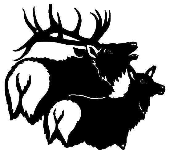 Buck And Doe Deer Silhouette 13.5×15