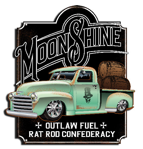 Moonshine Outlaw Fuel Art Vintage Style Metal Sign 12 × 16
