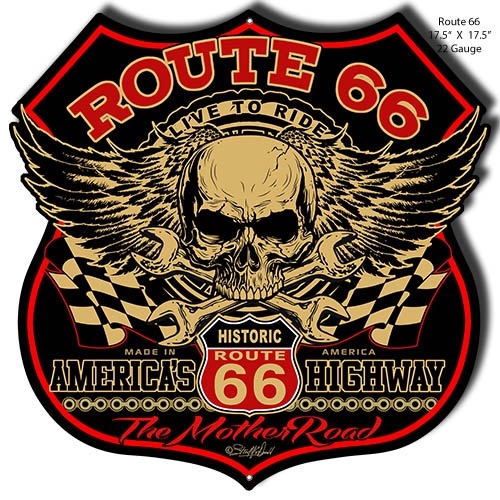 Route 66 Skull 17.5×17.5