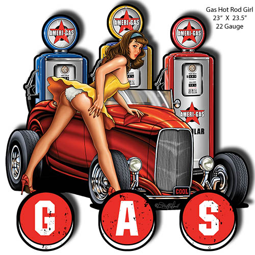 Gas Hot Rod Pin Up Girl 23×23.5