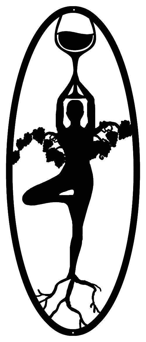 Wine Lady Encased Silhouette Vintage Style Metal Sign 11 × 27