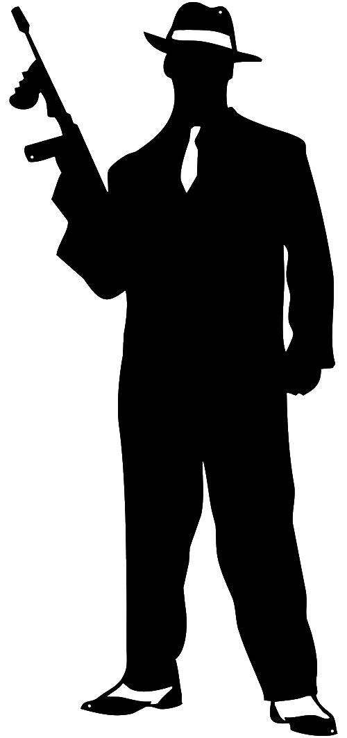 Gangster Man Silhouette 15×34