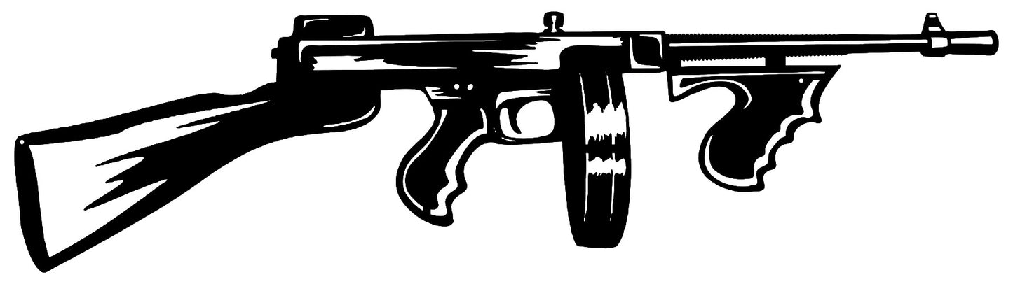 Tommy Gun Silhouette Vintage Style Metal Sign 8 × 31