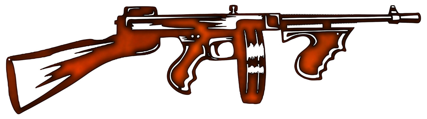 Tommy Gun Vintage Style Metal Sign 8 × 31
