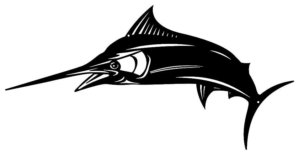Marlin Fish Silhouette Vintage Style Metal Sign 16 × 29