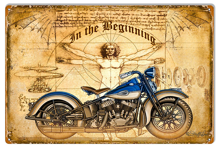 The Beginning Motorcycle Vintage Style Metal Sign 12 × 18