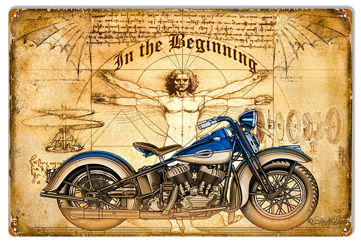 The Beginning Motorcycle Vintage Style Metal Sign 16 × 24