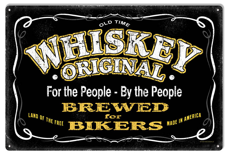 Whiskey Bar Vintage Style Metal Sign 12 × 18
