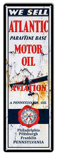 Motor Oil Atlantic Aviation Vintage Style Metal Sign 6 × 18