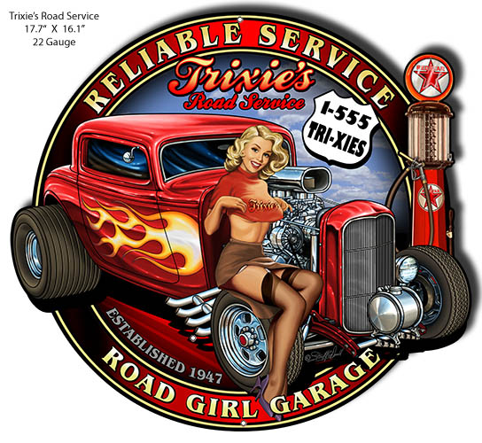Trixies Hot Rod Pin Up Girl 16.1×17.7