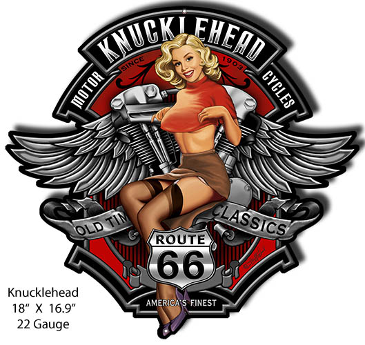 Knucklehead Motorcycles Pin Up Girl 16.9×18