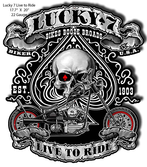 Lucky 7 Motorcycle Vintage Style Metal Sign 17 x 20
