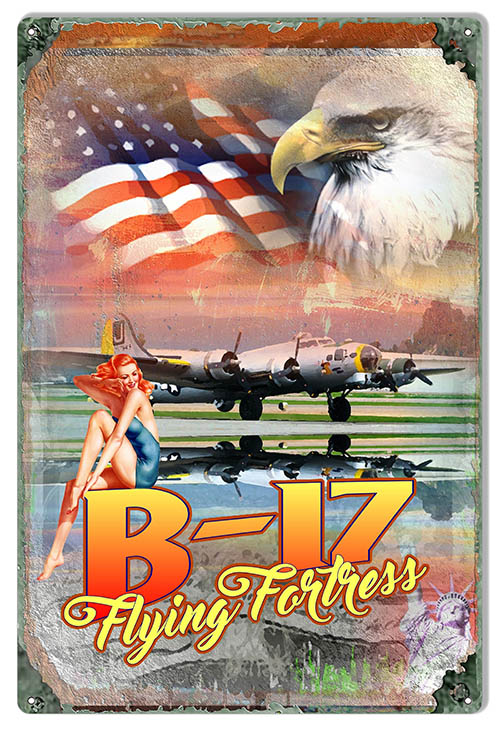 V17 Flying Fortress Vintage Style Metal Sign 12 x 18