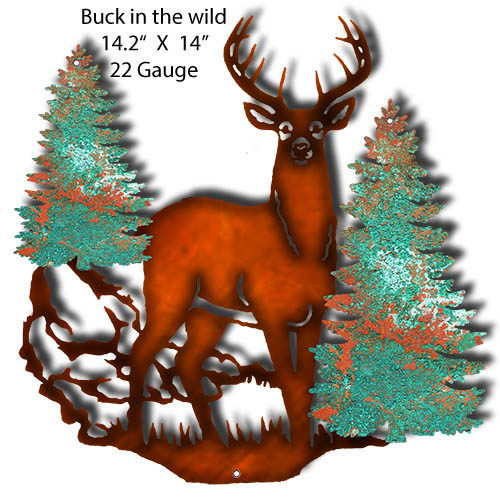 Buck In The Wild Faux Patina 14.2×14