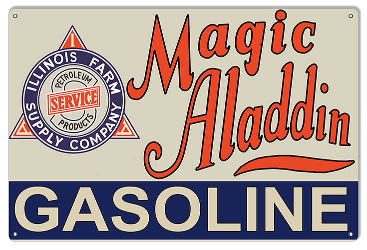 Magic Aladdin Gasoline Motor Oil Vintage Style Metal Sign 16 × 24