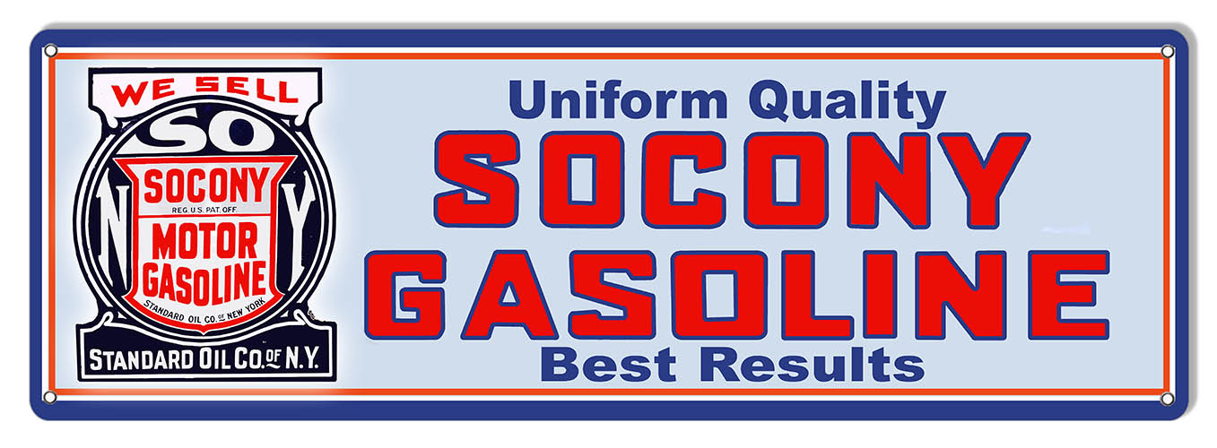 Socony Gasoline Motor Oil Vintage Style Metal Sign 8 × 24