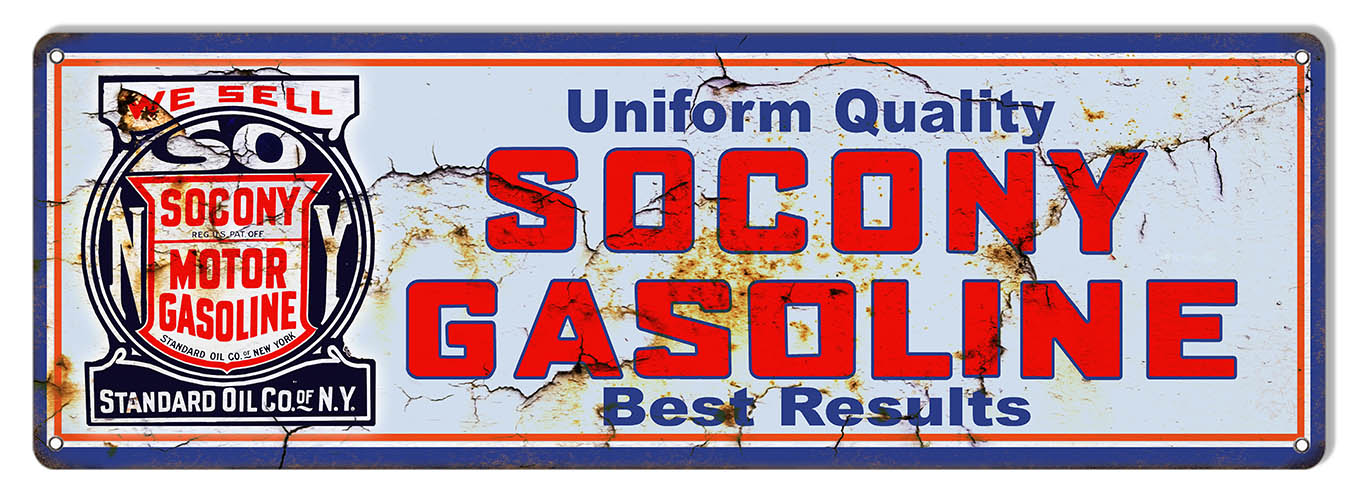Socony Gasoline Vintage Style Metal Sign 8 × 24