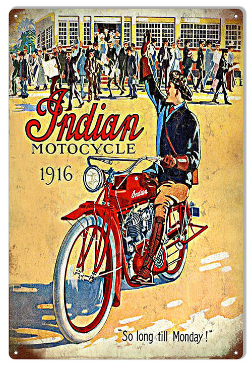 Indian Motorcycle Vintage Style Metal Sign 12 x 18