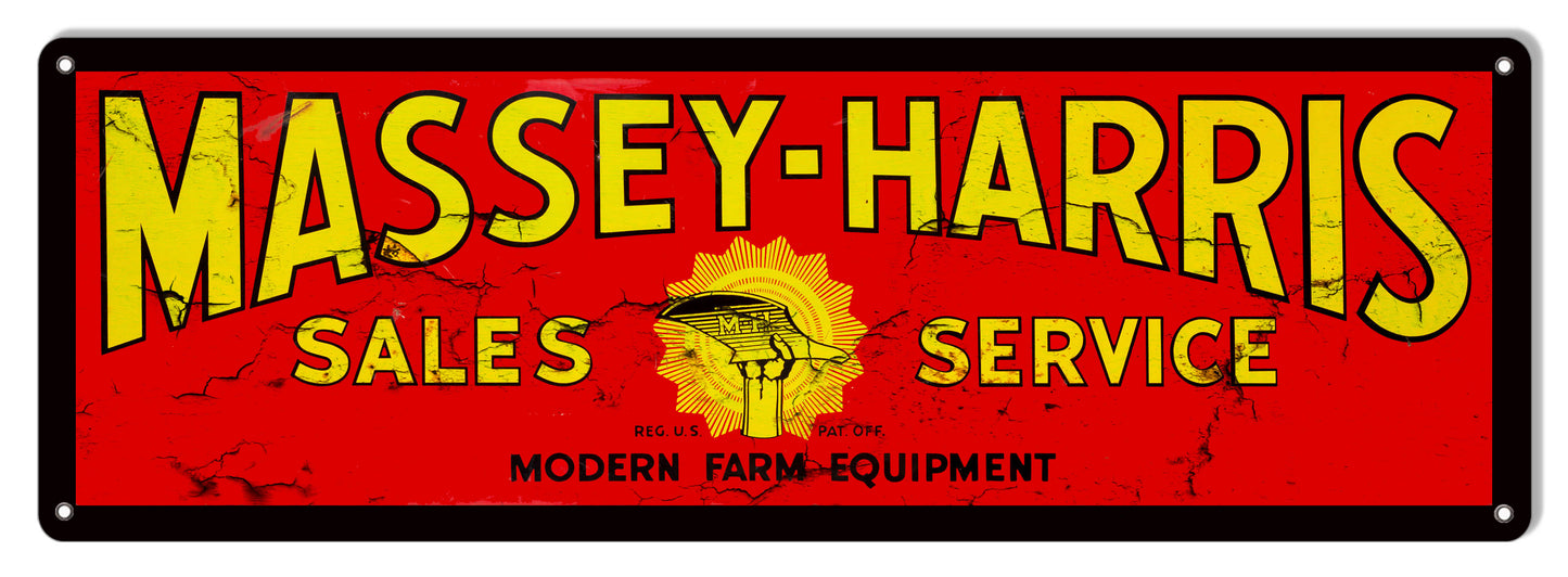 Massey Harris Farm Equipment Vintage Style Metal Sign 6 × 18