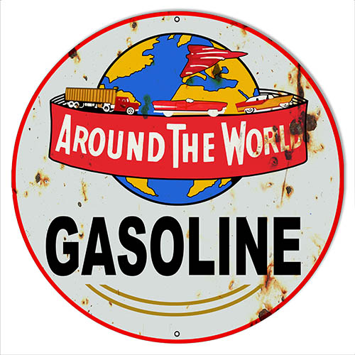 World Gasoline Vintage Style Metal Sign 24 x 24